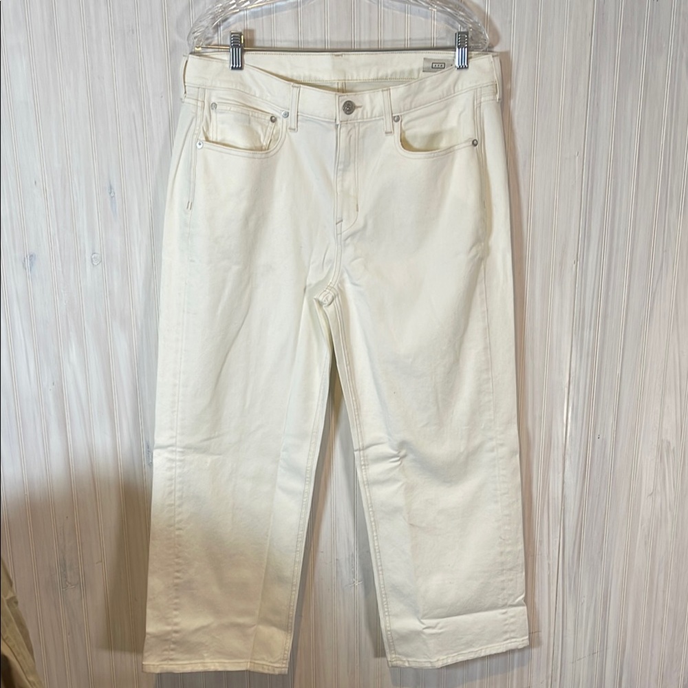 AYR SAME DAY NEW JEANS WIDE LEG CROP VANILLA CREAM TAN 33